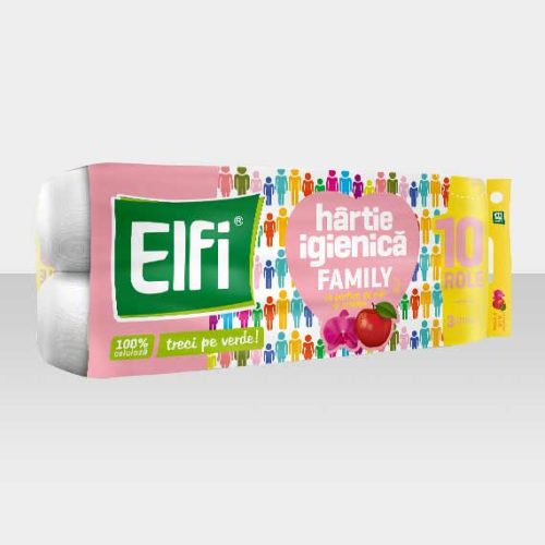 ELFI FAMILY – Hârtie igienică măr și orhidee 10 role 1/10