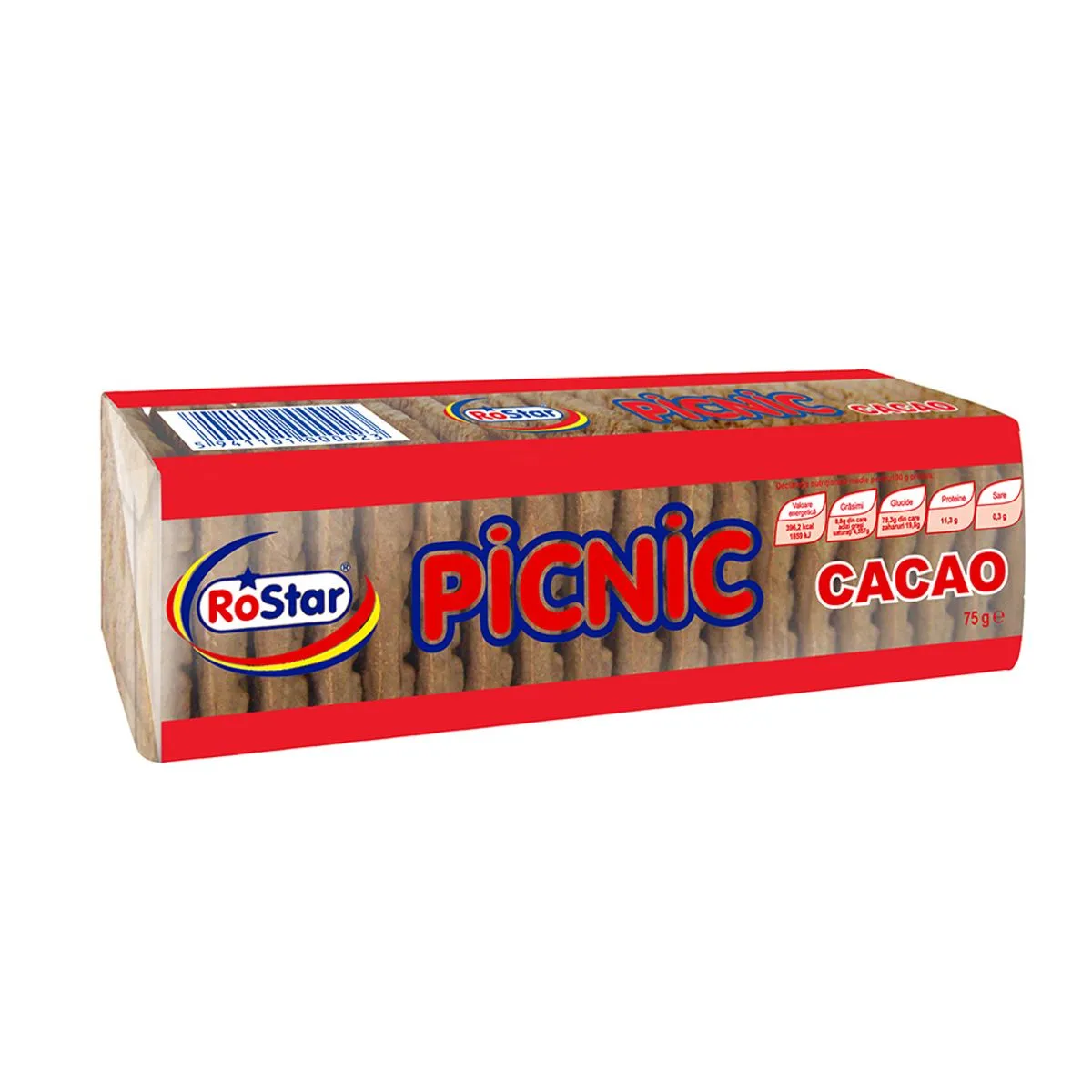 Biscuiți cu cacao Picnic RoStar, 75 g, 1/24